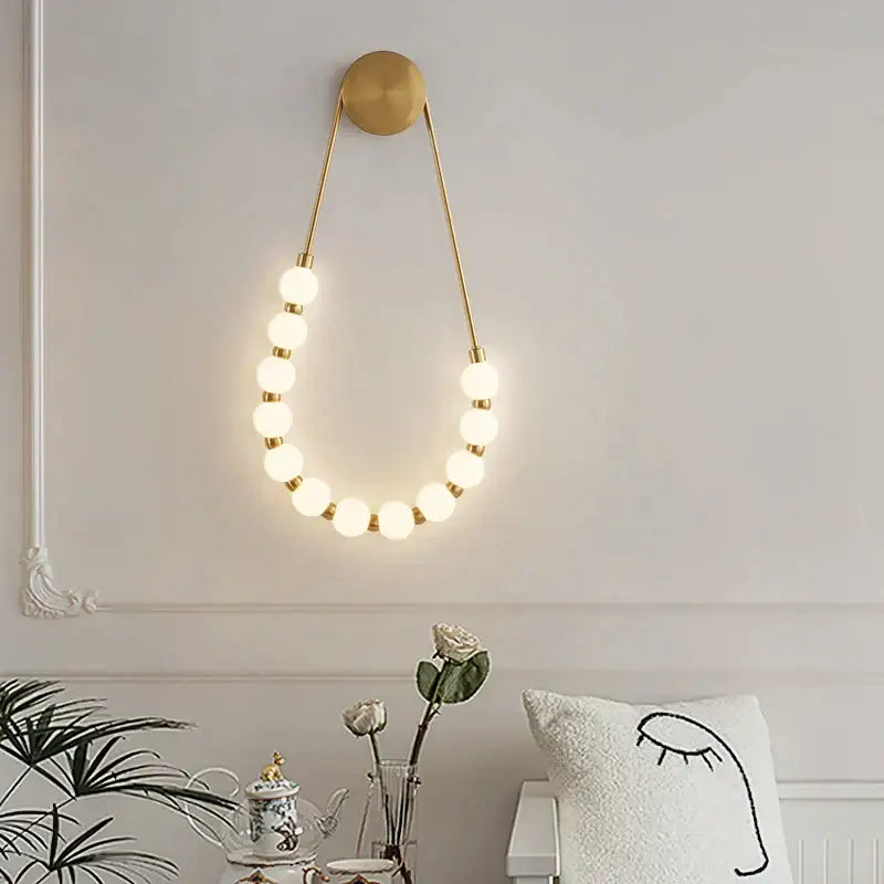 Cream italian style gold globe wall lamp bedroom sconce