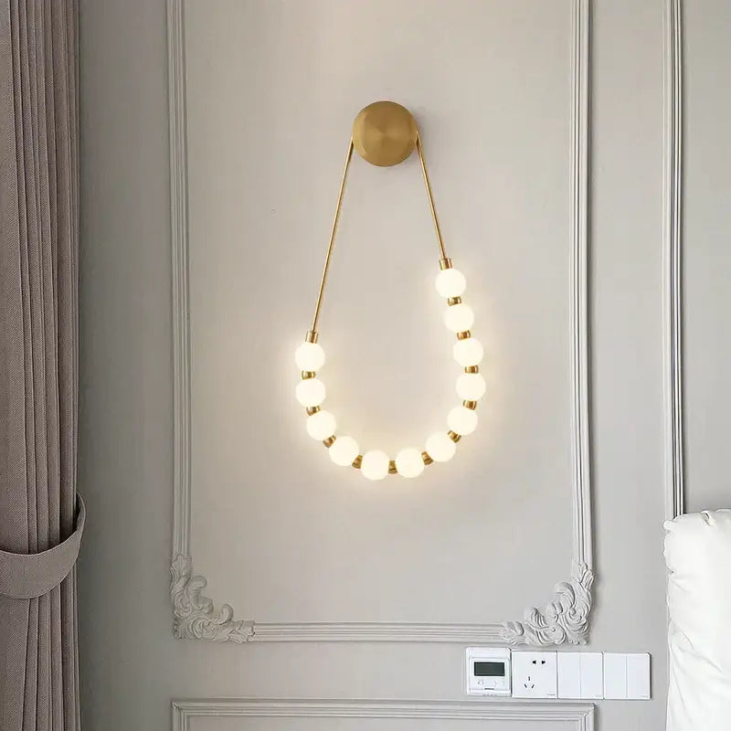 Cream italian style gold globe wall lamp bedroom sconce