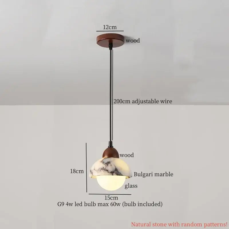 DecorBites™ Cream Marble LED Pendant Light: Modern Nordic Hanging Lamp for Living, Bedroom, Kitchen