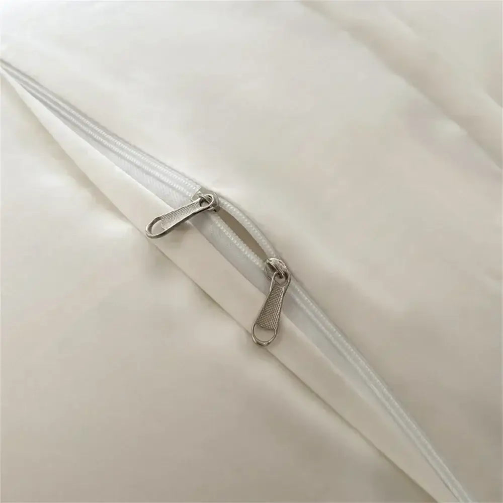Cream satin 1000tc egyptian cotton bedding set bedroom silver piping