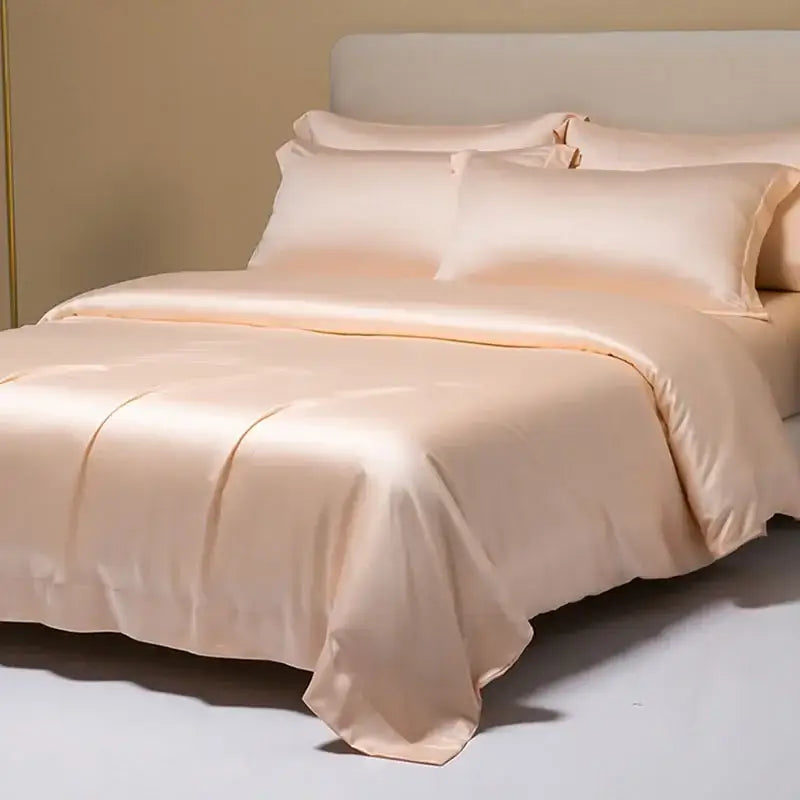 Cream satin 120s natural fabric bedding set bedroom cooling sheets
