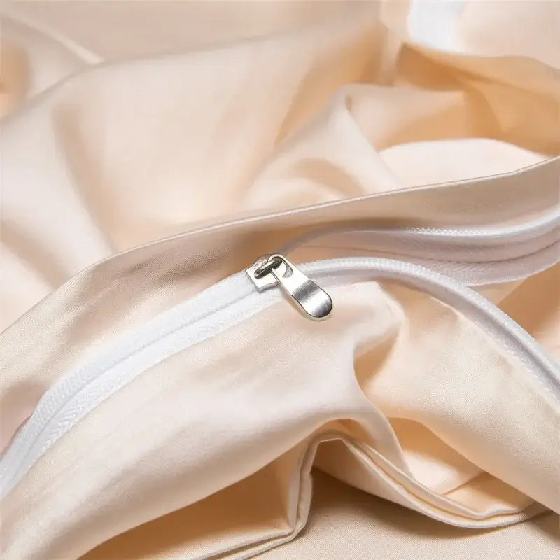 Cream satin 120s natural fabric bedding set bedroom cooling sheets