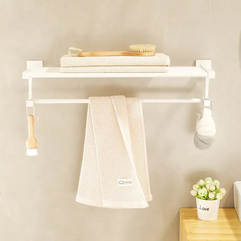 DecorBites™ Bathroom Set: Cream White Shelf, Towel Rack, Paper Holder, Brush Holder & Hardware