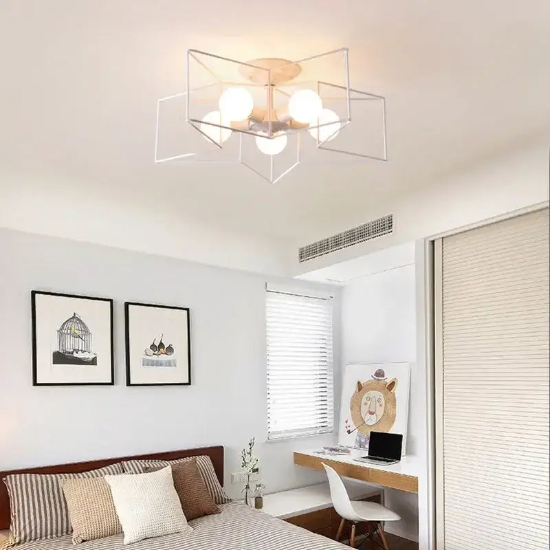 Creative star led ceiling chandelier brushed gold living room light