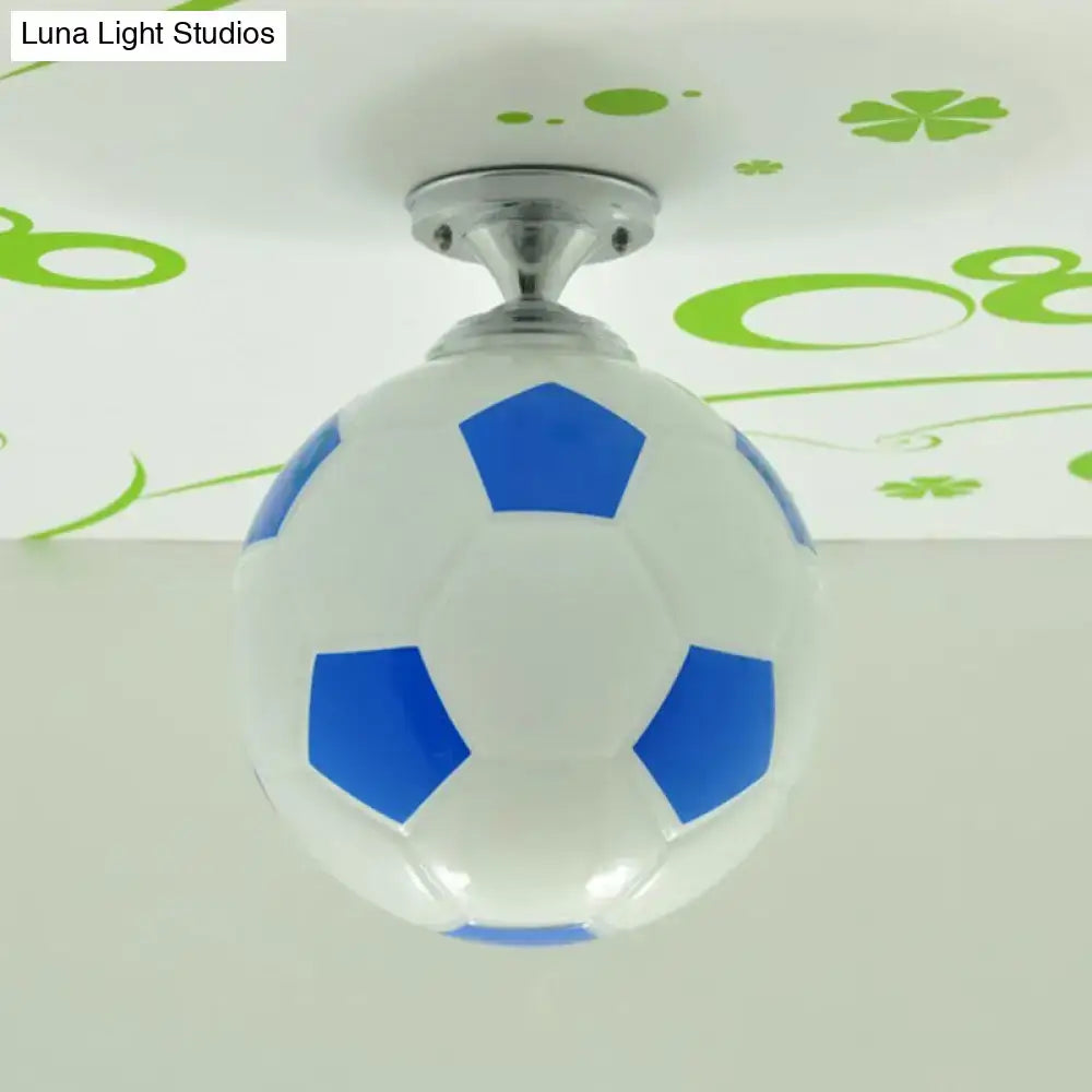 Creative white & black childrens football flushmount bedroom light