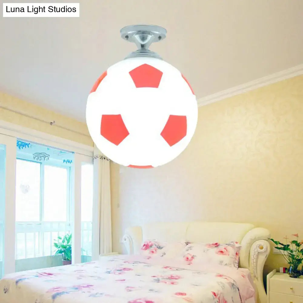 Creative white & black childrens football flushmount bedroom light