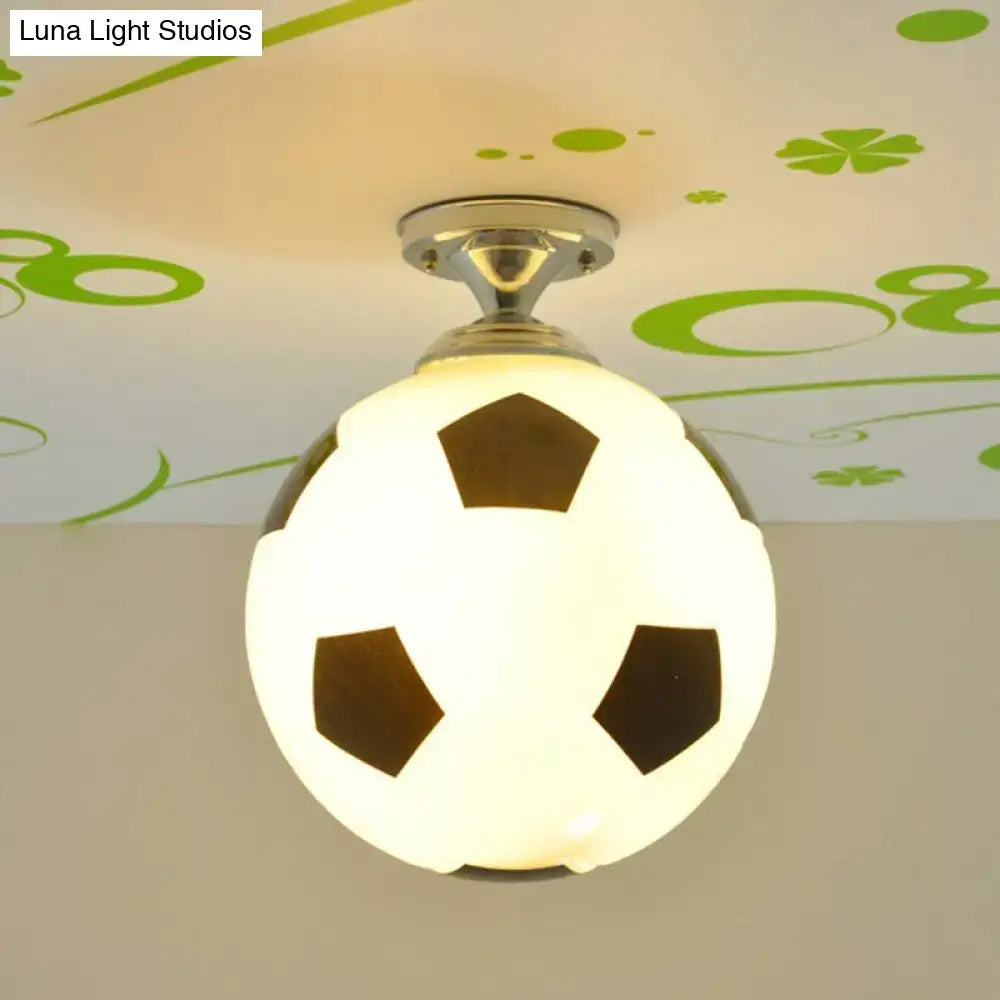 Creative white & black childrens football flushmount bedroom light