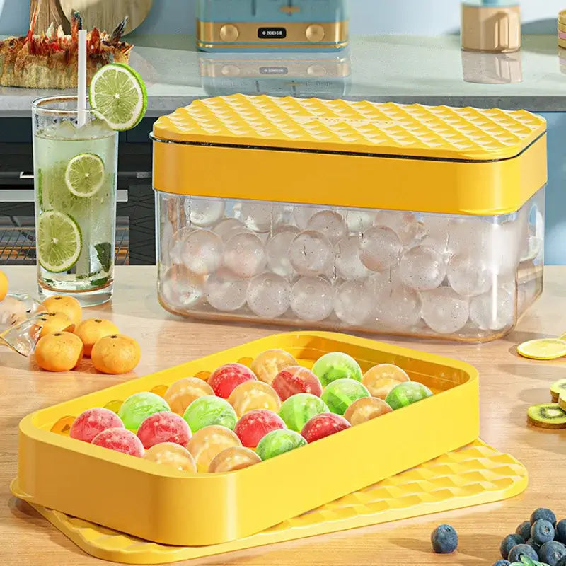 Creative yellow & clear silicone ice mould tray kitchen drink cooler