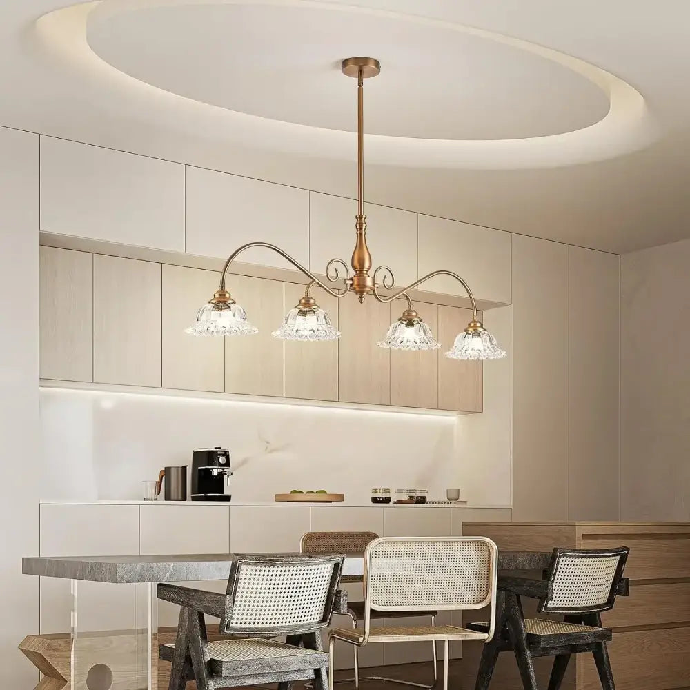 Crystal brass glass pendant chandelier for kitchen