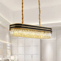 Simplicity oblong black & gold crystal pendant dining room light