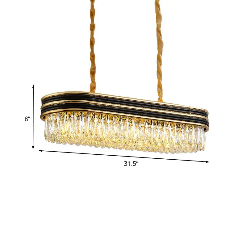 Simplicity oblong black & gold crystal pendant dining room light
