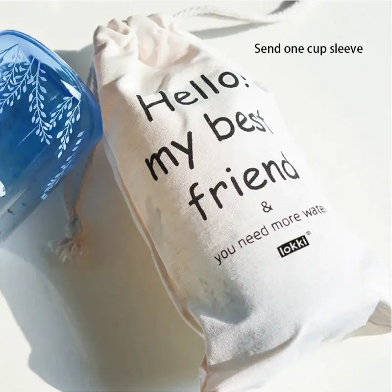 DecorBites™ Blue Glass Water Bottle 600ml Cute Polar Bear Seal Design Waterbottle