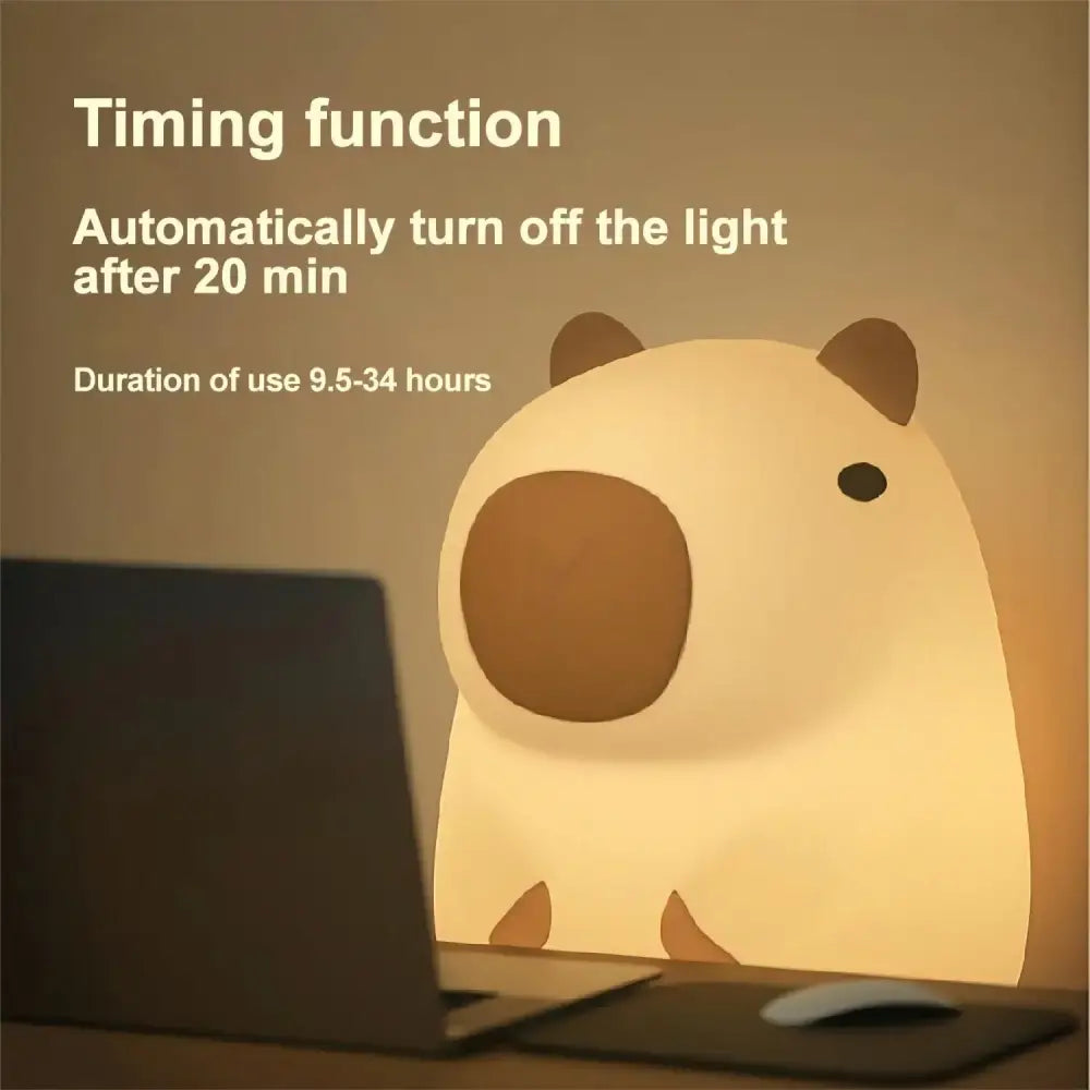 Cute silicone capybara night light – bedroom animal decor