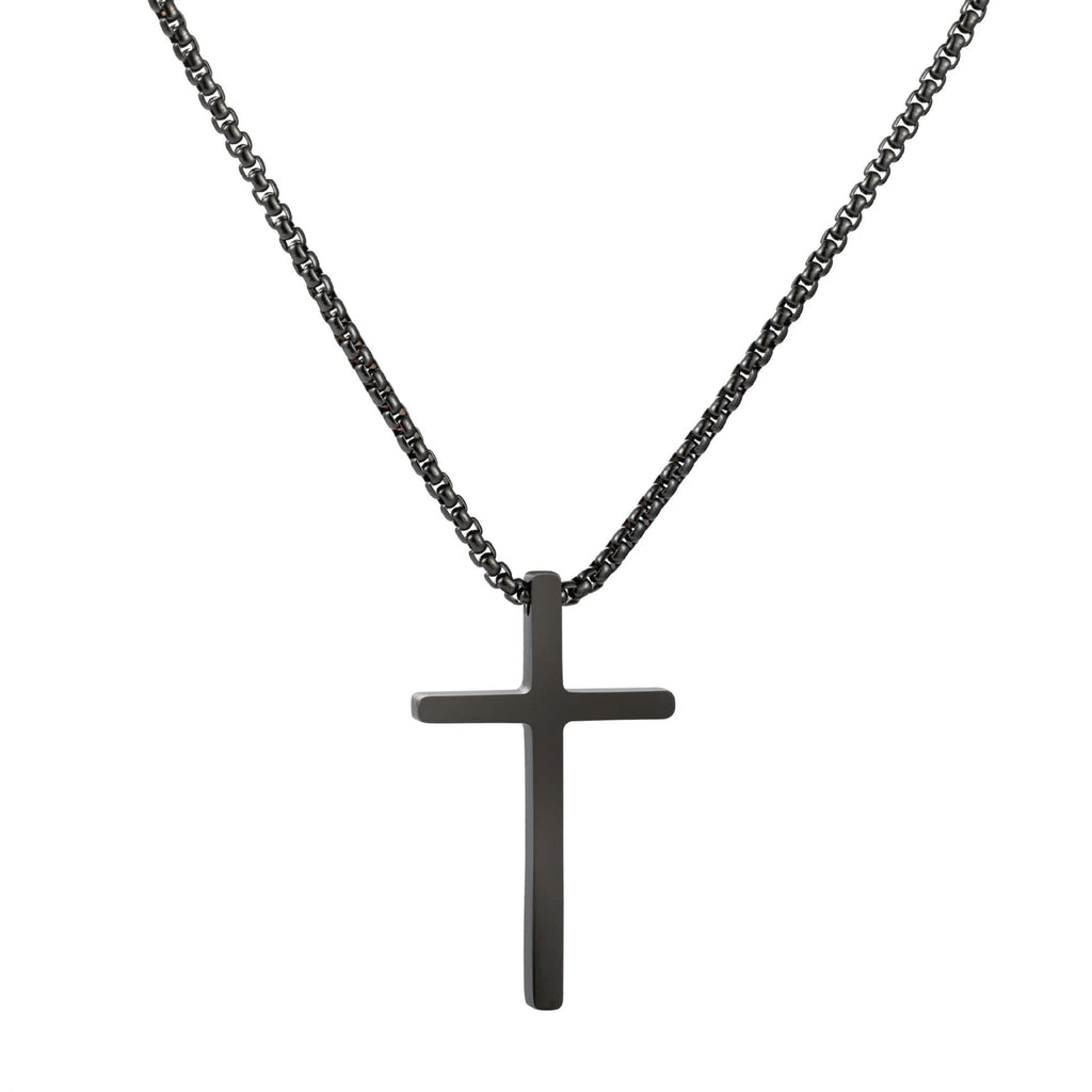 Simple Box Chain Stainless Steel Cross Necklace For Men