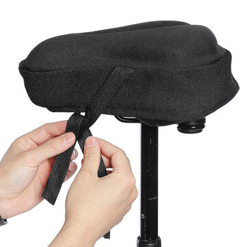 SGODDE 27x26cm Bike Saddle Memory Foam Comfort Breathable Reflective Bicycle Seat for MTB Exercise Bike E-Bike with Waterproof Cover
