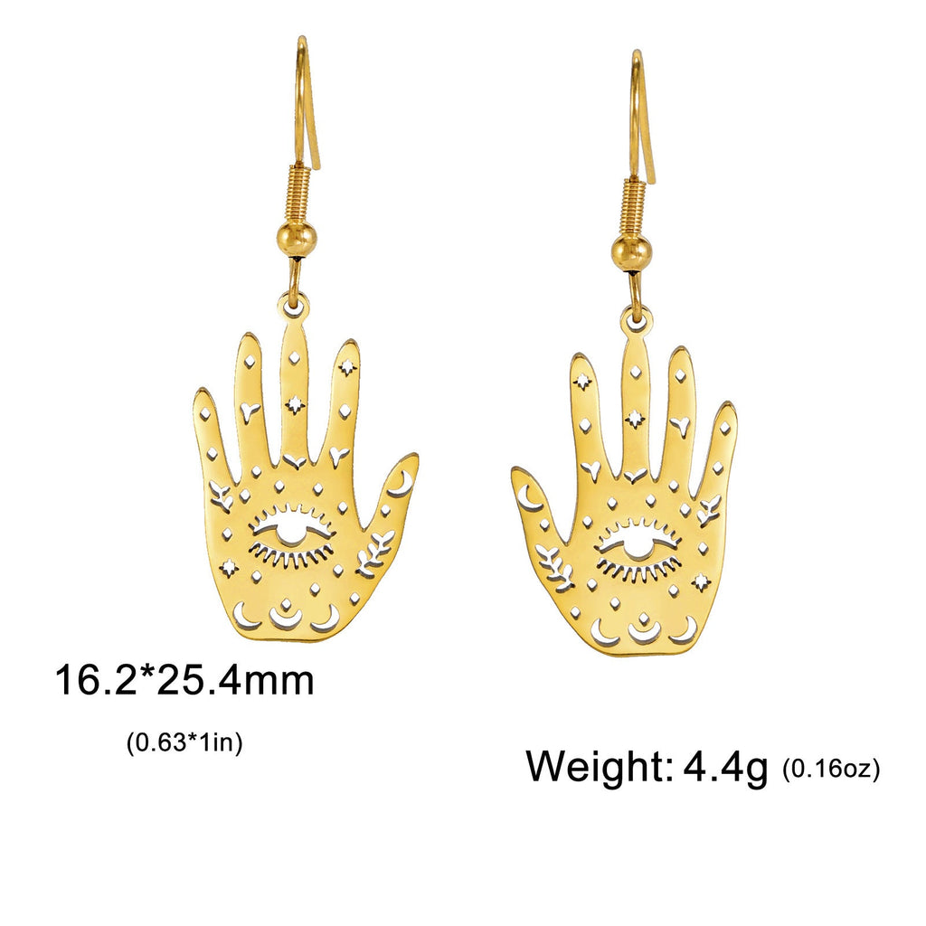Retro Exaggerated Personalized Hip Hop Palm Hollow Eye Earrings