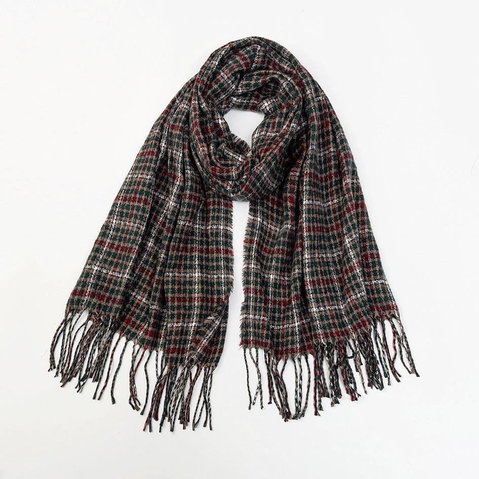 Men's Cashmere Plaid Tassel Scarf