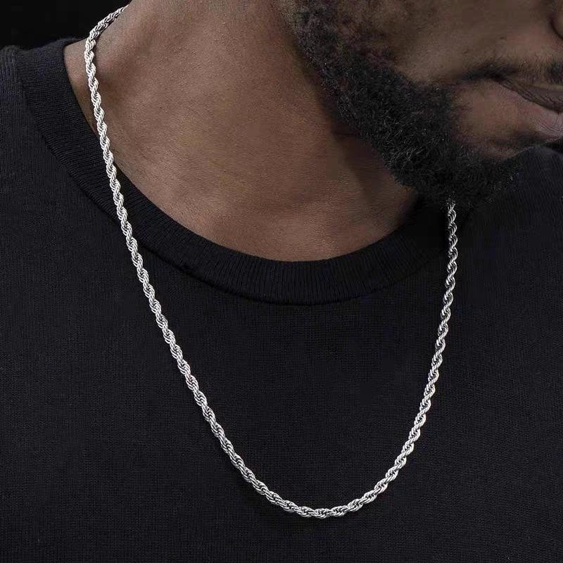 Stainless Steel Twist Chain Necklace For Men