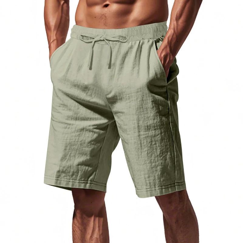 Men's Pants Loose Casual Linen Solid Color Shorts