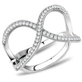 DA058 - High polished (no plating) Stainless Steel Ring with AAA Grade CZ  in Clear