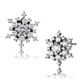 DA294 - High polished (no plating) Stainless Steel Earrings with AAA Grade CZ  in Clear