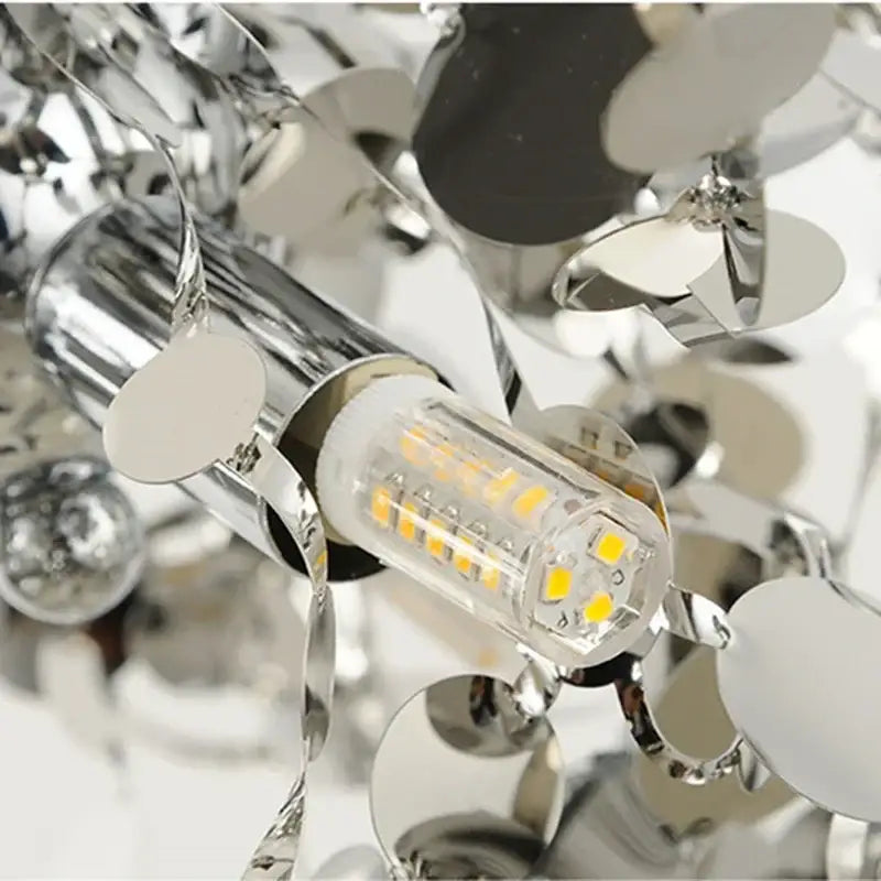 Dandelion gold & silver chrome leaf led chandelier dining room light