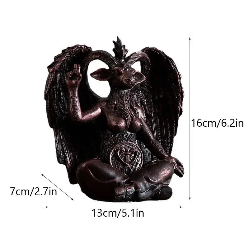 Dark bronze baphomet horned devil statue office gothic decor