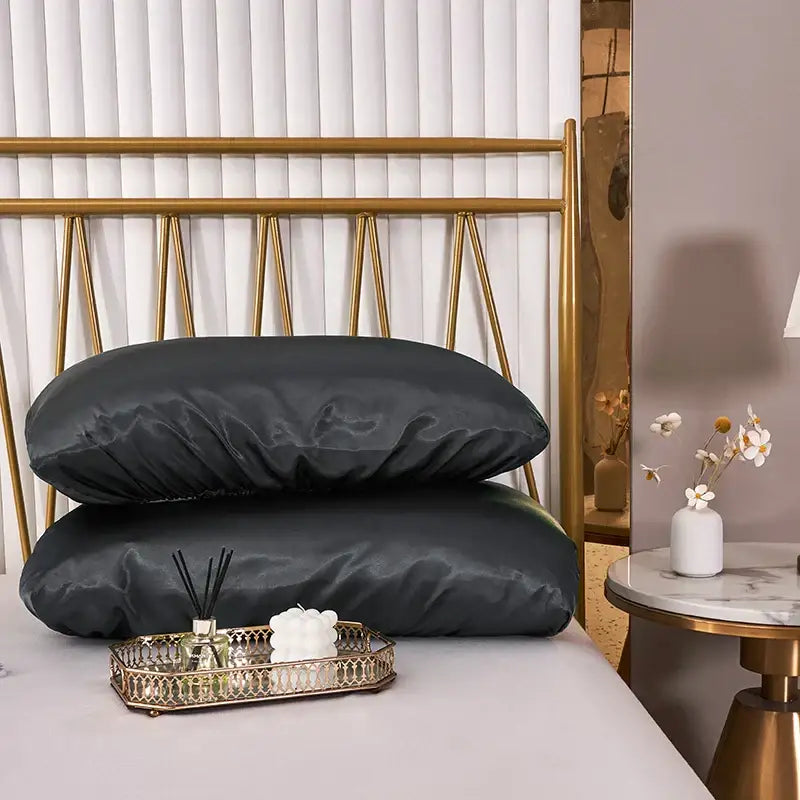 DecorBites™ Imitation Silk Elastic Band Pillowcase Queen King Size Smooth Satin Luxury Bedding
