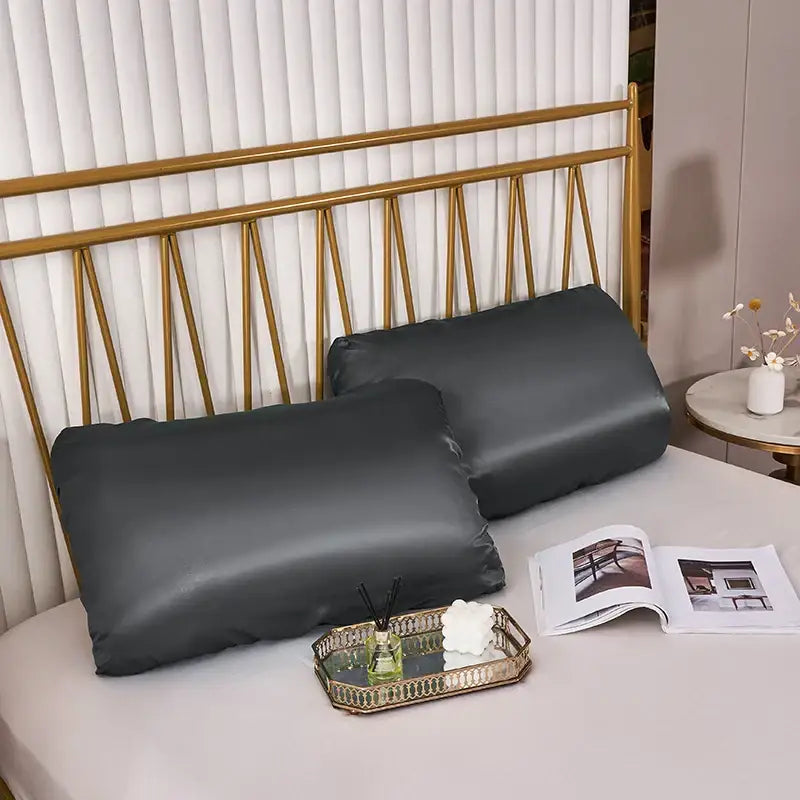 DecorBites™ Imitation Silk Elastic Band Pillowcase Queen King Size Smooth Satin Luxury Bedding