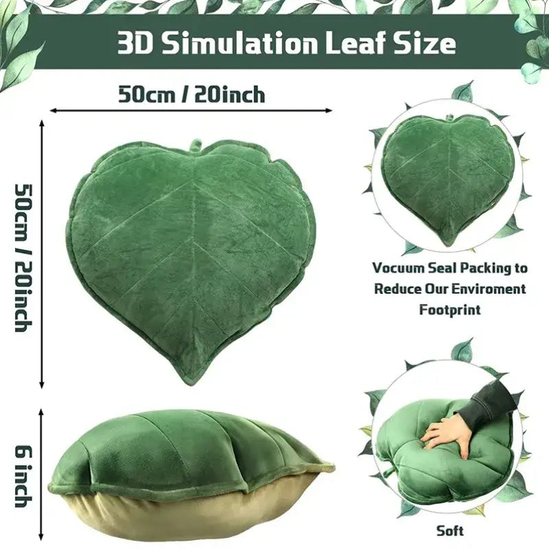 DecorBites™ 3D Leaf Throw Pillow | Soft Plush Toy Cushion for Home Car Bedroom