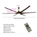 Modern dark bronze 100 inch large ceiling fan living room light