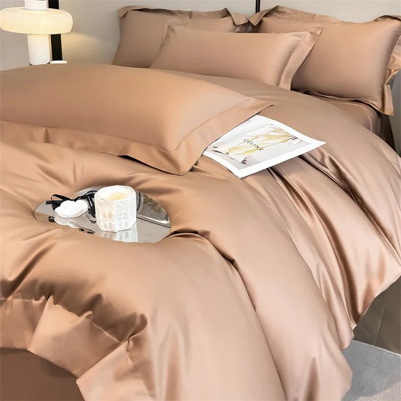 Blush pink 1000tc egyptian cotton satin duvet set bedroom bedding