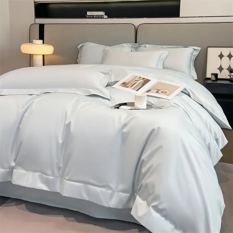 Blush pink 1000tc egyptian cotton satin duvet set bedroom bedding