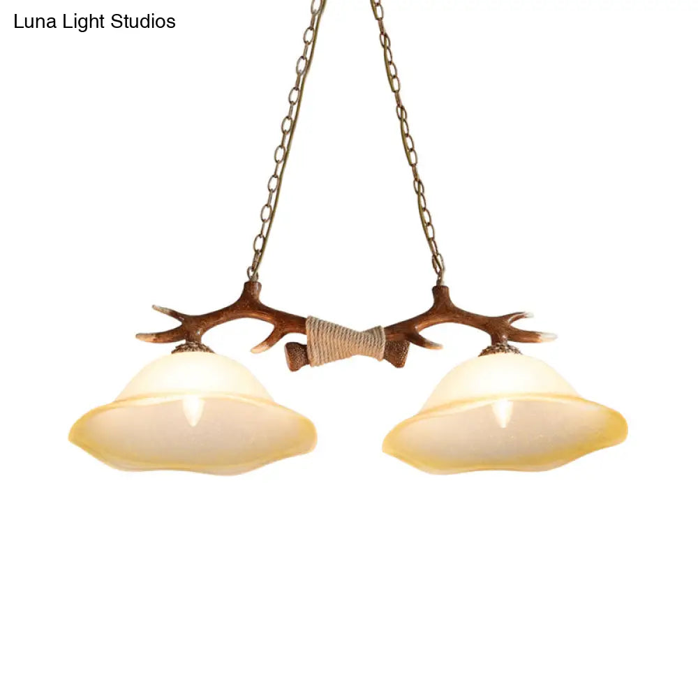 DecorBites™ 2-Light Traditional Bell Glass Island Pendant in Brown – Perfect for Bedrooms