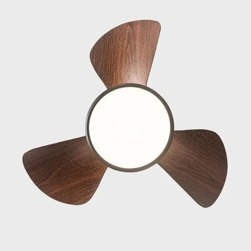 Modern white led ceiling fan with wooden blades bedroom light