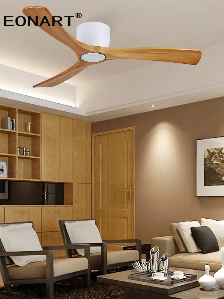 Modern white & black wooden ceiling fan living room light