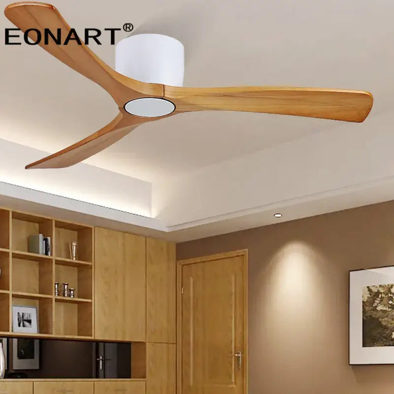 Modern white & black wooden ceiling fan living room light