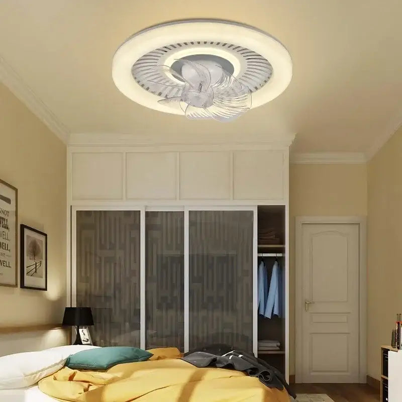 Modern white rotating air supply ceiling fan bedroom led light