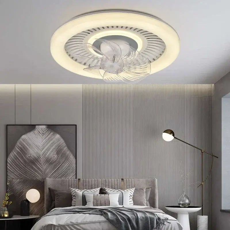 Modern white rotating air supply ceiling fan bedroom led light