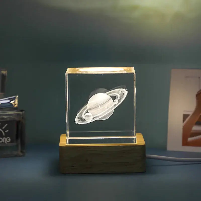 Decorbites 3d moon solar galaxy glass cube bedroom night light
