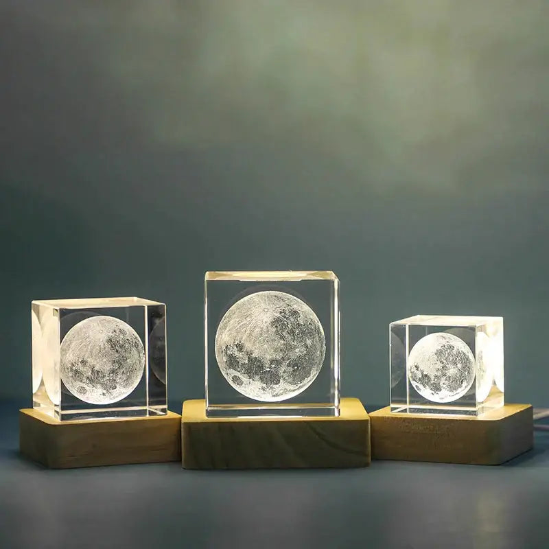 Decorbites 3d moon solar galaxy glass cube bedroom night light