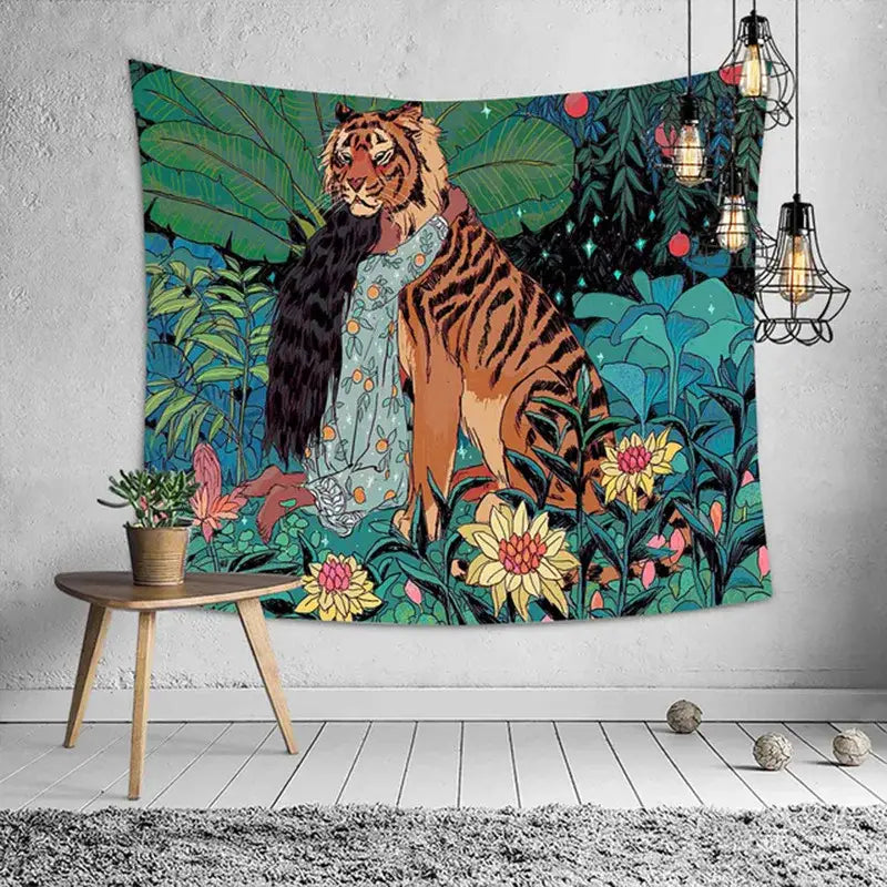 Decorbites 3d print tiger linen blanket bedroom soft warm throw
