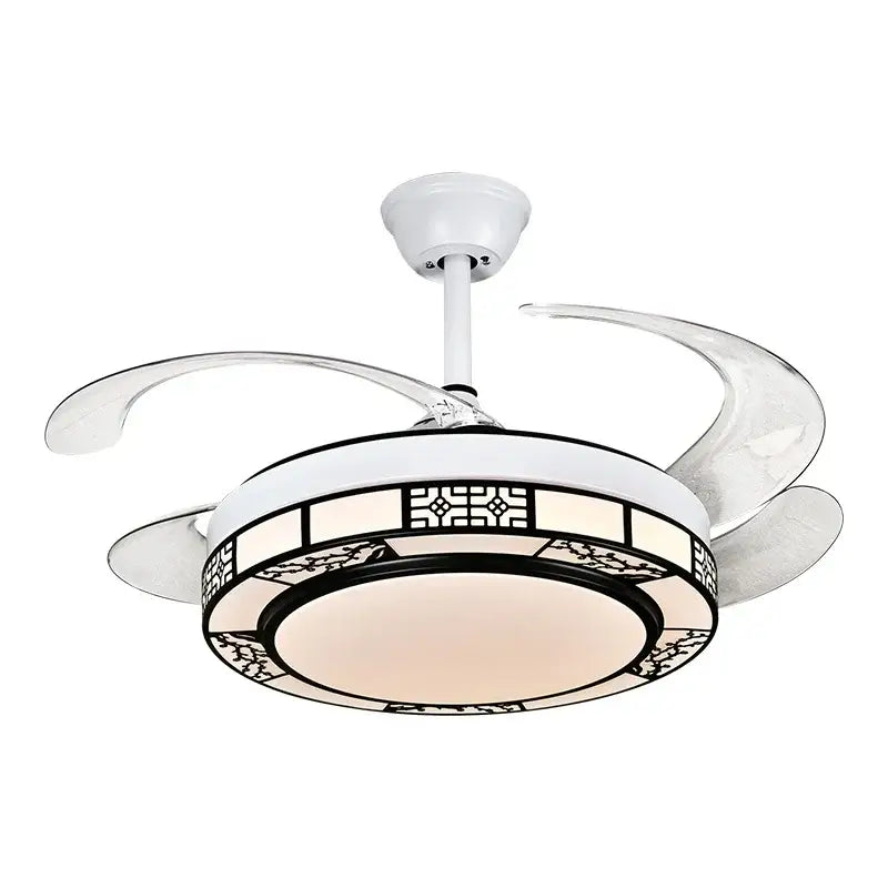 Modern geometric gold led ceiling fan – living room dimmable light