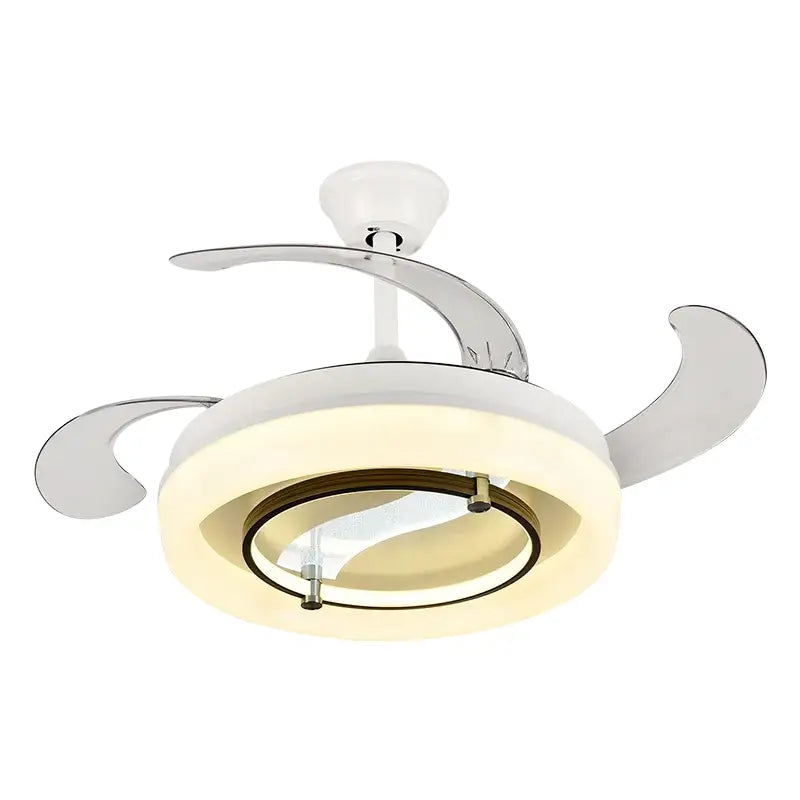 Modern white retractable fan chandelier bedroom ceiling fan