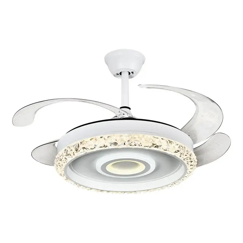 Modern white crystal leaf fan chandelier for bedroom