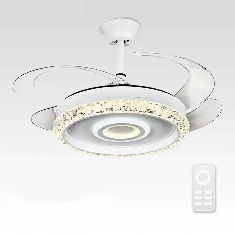 Modern white crystal leaf fan chandelier for bedroom