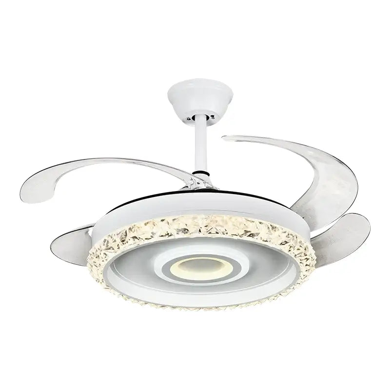 Modern white crystal leaf fan chandelier for bedroom