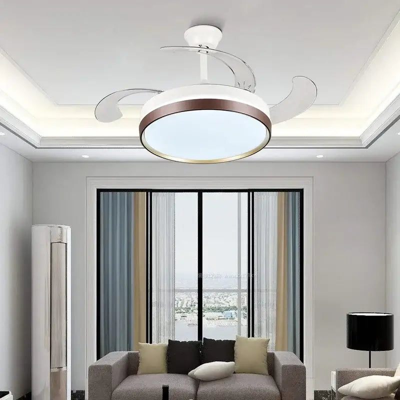 Modern black & white led ceiling fan with remote control bedroom