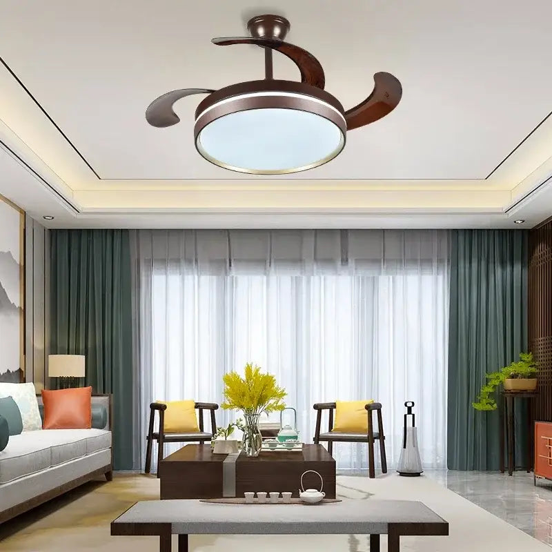 Modern black & white led ceiling fan with remote control bedroom
