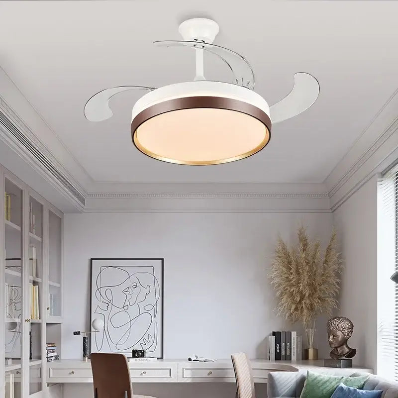 Modern black & white led ceiling fan with remote control bedroom